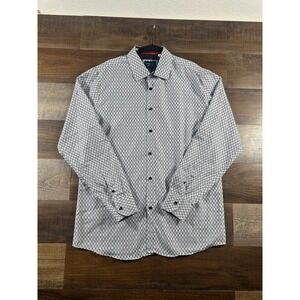 Silver Stone Collection Mens XL Modern Fit Geometric Diamond Button Down Shirt